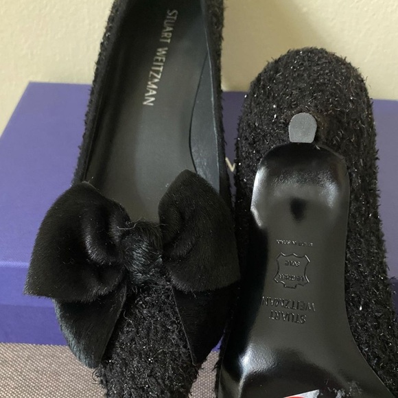 NWT Stuart Weitzman Bowcozy Black Boucle Heels - Picture 3 of 14